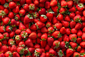 Seamless repeat and fully tile-able background illustration pattern of strawbeery fruit, strawberries background