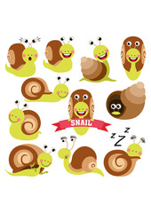 Set digital collage of cute snail