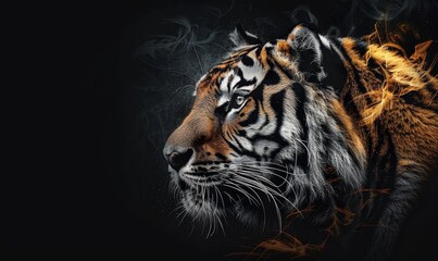 Tiger animal abstract wallpaper. Contrast background in vivid colors generative ai, Generative AI