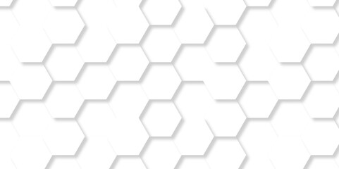 Seamless pattern with hexagon. White Hexagonal Background. Luxury honeycomb grid White Pattern. Vector Illustration. 3D Futuristic abstract honeycomb mosaic white background. geometric mesh cell text