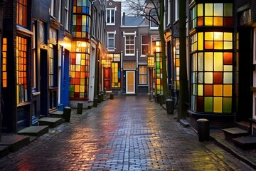 Street view of Amsterdam, Netherlands - obrazy, fototapety, plakaty