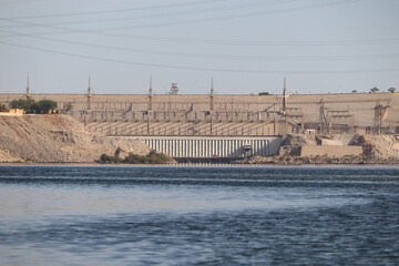 the high dam on river nile in Aswan, Egypt