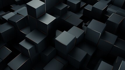 Seamless pattern of dark geometric prisms, 3D minimal style, tech background