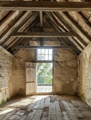 Describe the process of restoring a dilapidated timber beam barn to its former glory