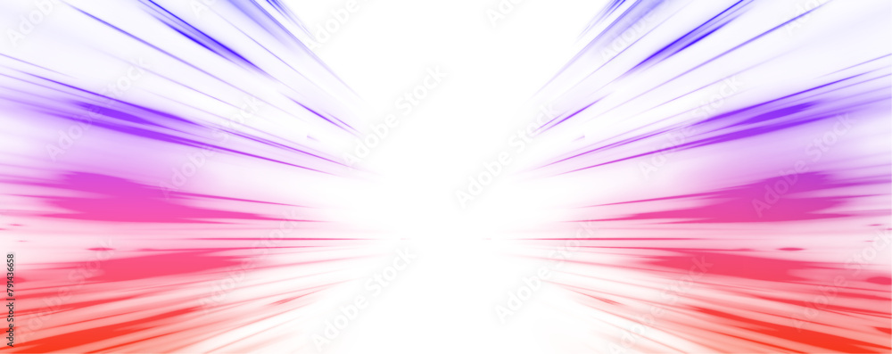 Poster Abstract neon rays of light on a transparent background in PNG format. Purple speeds on the expressway. Sport car is made of polygons, lines and connected dots.	