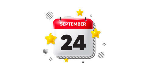 Calendar date of September 3d icon. 24th day of the month icon. Event schedule date. Meeting appointment time. 24th day of September. Calendar month date banner. Day or Monthly page. Vector
