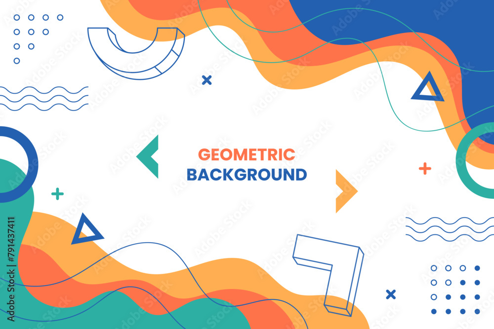 Poster abstract minimal background with memphis geometry style