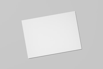 Realistic blank A4 flyer brochure for mockup. Paper or poster illustration. 3D Render.