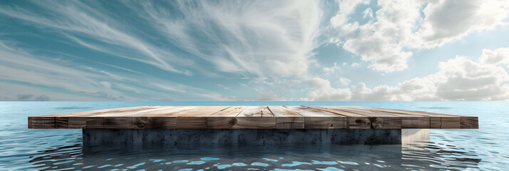 Natural environment, wooden base in water, - Powered by Adobe