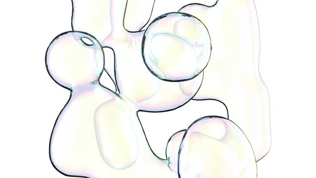 Metaball 3d multicolored background Liquid white shape 4k