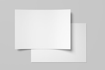 Realistic blank A4 flyer brochure for mockup. Paper or poster illustration. 3D Render.
