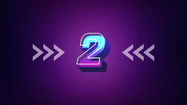 Animation of neon numbers from one to three in ascending order, at the end with a welcome message "Welcome.