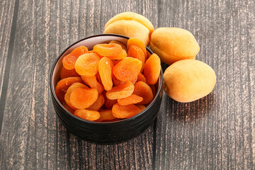 Dried apricot heap in the bowl