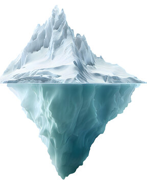 Huge blue iceberg isolated on transparent background