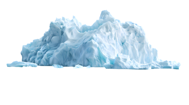 Huge blue iceberg isolated on transparent background