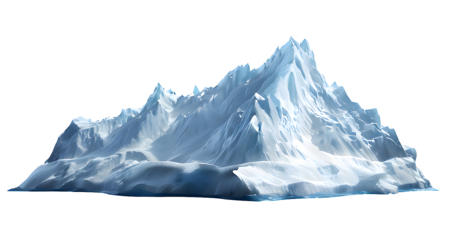 Huge blue iceberg isolated on transparent background