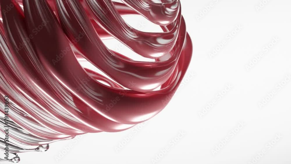Poster red abstract ink on surface seamless loop swirl spinning on white background