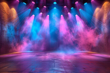 Modern dance stage light background with spotlight  - obrazy, fototapety, plakaty