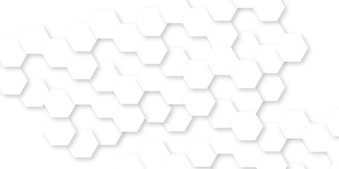 Abstract white background with hexagon and hexagonal background. Luxury white pattern with hexagons. abstract 3d hexagonal background with shadow. 3D futuristic abstract honeycomb mosaic background.