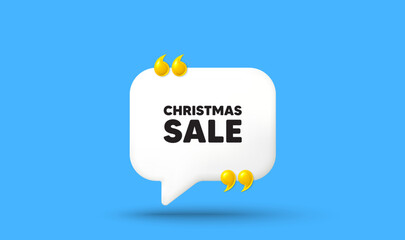 Naklejka premium Christmas Sale tag. Chat speech bubble 3d icon with quotation marks. Special offer price sign. Advertising Discounts symbol. Christmas sale chat message. Speech bubble banner. Vector