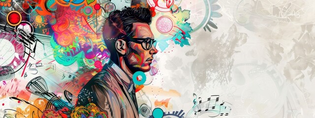 Colorful artistic representation of a DJ blending music and chaos into art