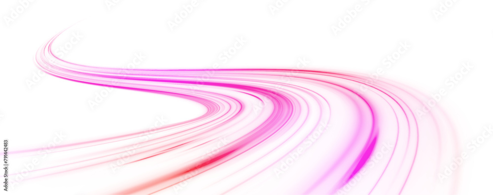 Poster abstract light lines of movement and speed in neon color. luminous green neon waves png. colored shi