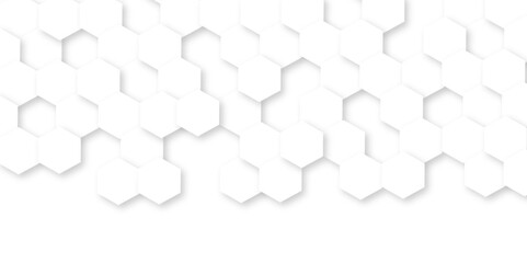Abstract white background with hexagon and hexagonal background. Luxury white pattern with hexagons. abstract 3d hexagonal background with shadow. 3D futuristic abstract honeycomb mosaic background.