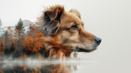 Double exposure portrait of a dog
