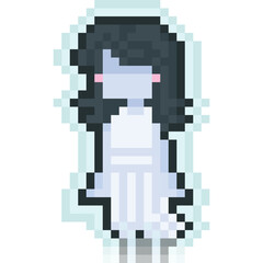 Pixel art cartoon female ghost character