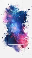 A Vertical Image Of A Colorful Watercolor Painting Of A Galaxy. 