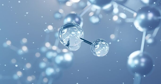Silicon dioxide, rotating 3D model of silica, seamless looped video, molecular structure with selective focus