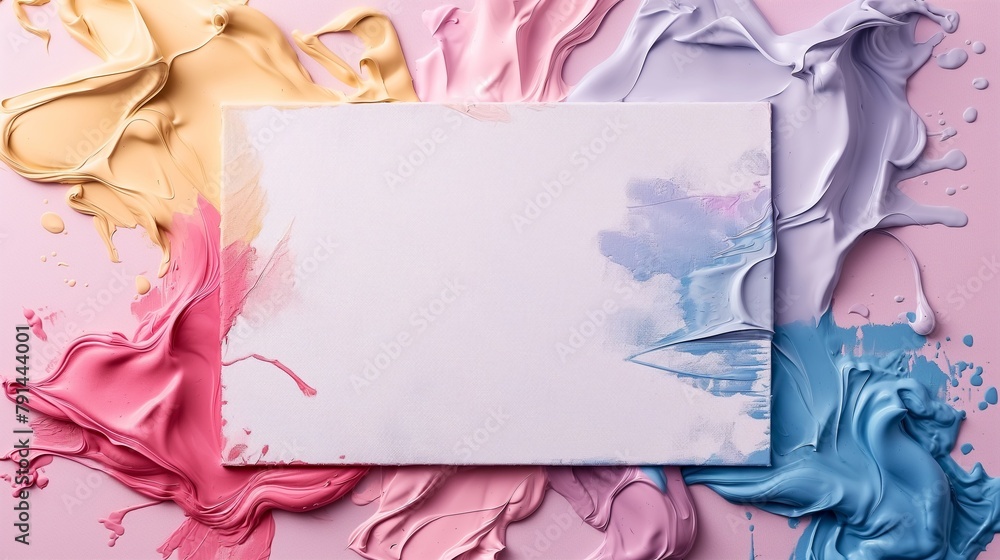Poster a vertical image of the abstract colorful brushstrokes on white background.