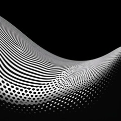 Black and white vector halftone background with dots in wave shape, simple minimalistic design for web banner template presentation background. with copy space for photo text or product, blank empty c