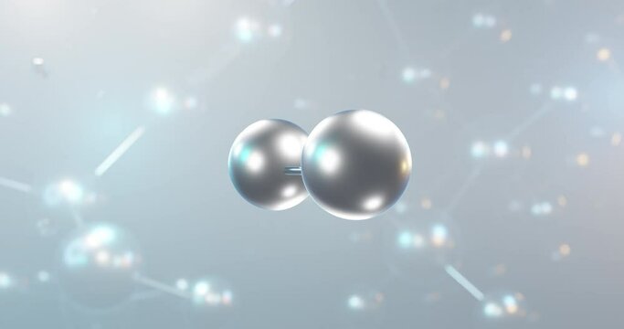 Nitric oxide rotating 3d molecule, molecular structure of nitrogen oxide, seamless video