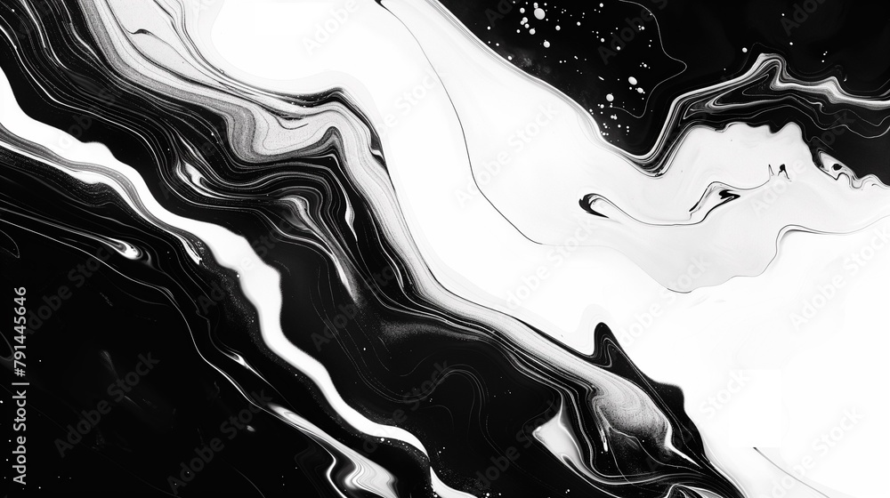 Poster a seamless pattern with abstract black and white wave.