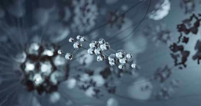 Indole-3-carbinol rotating 3d molecule, molecular structure of antioxidant, seamless video