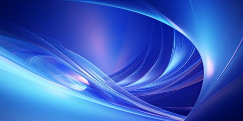 Blue abstract background with spiral. Background of futuristic swirls in the style of holographic. Shiny, glossy 3D rendering. Hologram with copy space for photo text or product, blank empty copyspace