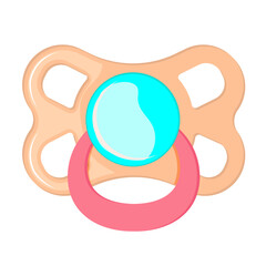 Baby pacifier for girls in cartoon stile isolated on the white background. Vector illustration