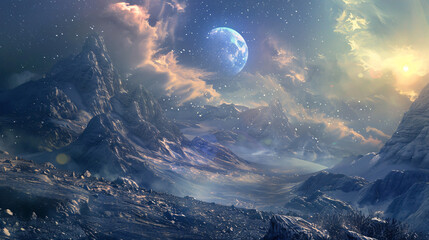 Digital fantasy landscape of the universe