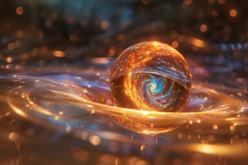 Enigmatic glowing orb on textured surface