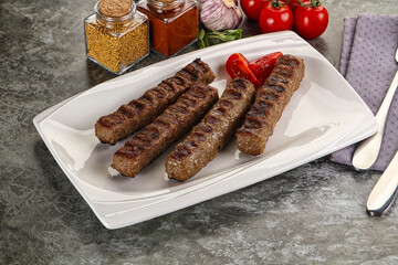Grilled beef kebab minced meat