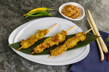 Thai meat skewer Satay with sauce
