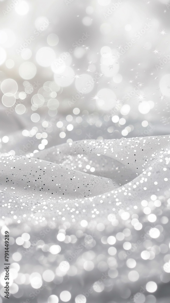 Poster a vertical image of a silver background with a lot of sparkles.