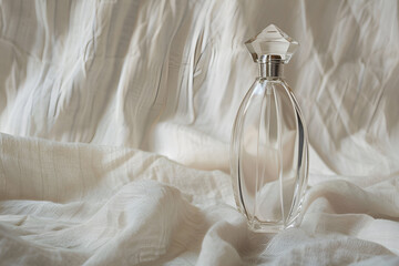 An elongated faceted perfume bottle with no inscription Elegant Perfume Bottle: Sleek Design"