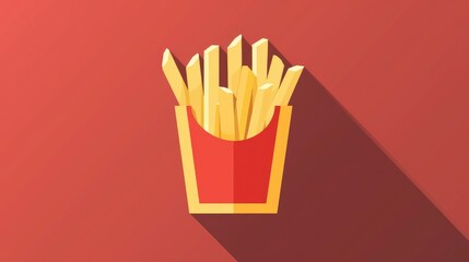 Icon depicting French fries in a flat 2d style