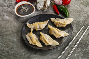 Japanese cuisine - dumplings gyoza with sauce
