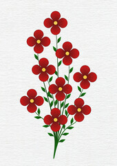 Dessin d'un bouquet de fleurs rouges sur papier dessin