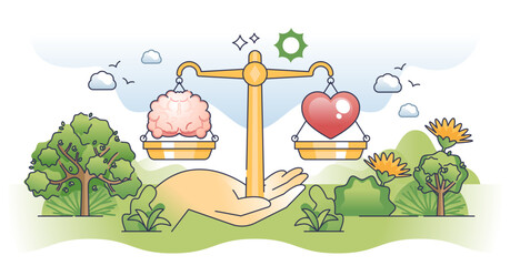 Ethical leadership for employee work and life balance hands outline concept, transparent background.