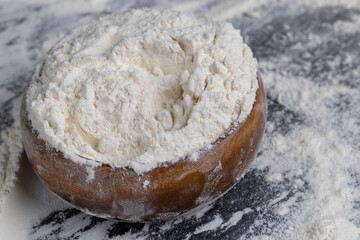 white wheat flour on the table