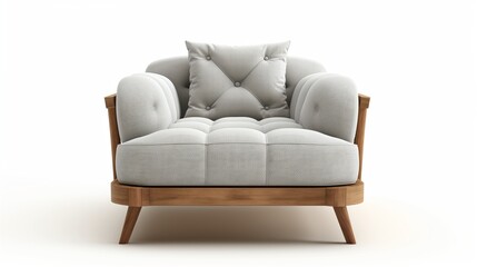 A Vertical Image Of An Upholstery Armchair Isolated On A White Background.